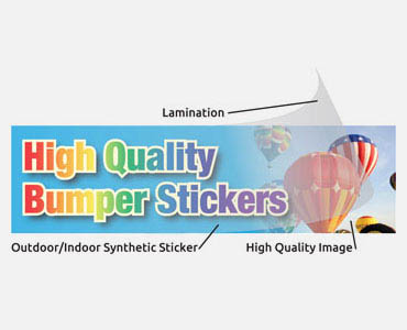 Tough Outdoor Stickers Illustration showing how our bumper stickers are laminated, making them suitable for outdoor use